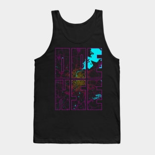 Odense, Denmark City Map Typography - Neon Tank Top